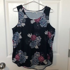 Black Floral Sleeveless Top